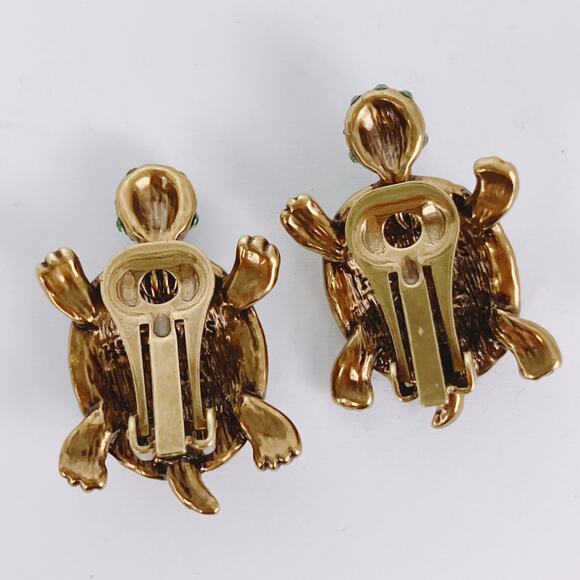Heidi Daus Simply Irresistible Greem Turtle Clip On Earrings Figural Swarovski - Picture 8 of 11